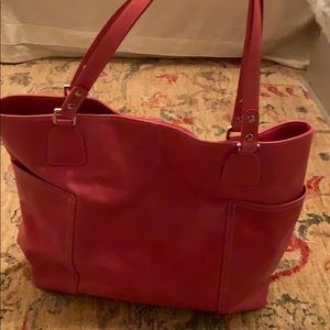 Levenger  Leather pink muti working  tote!